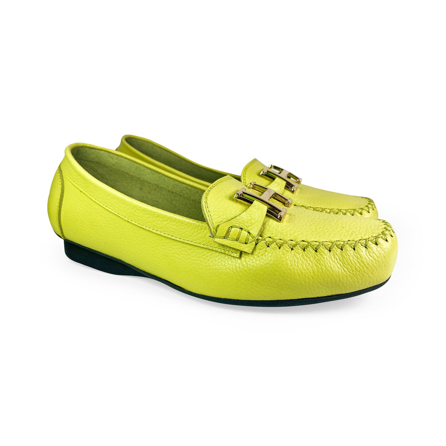 Mocasines verde con adorno H - Taco