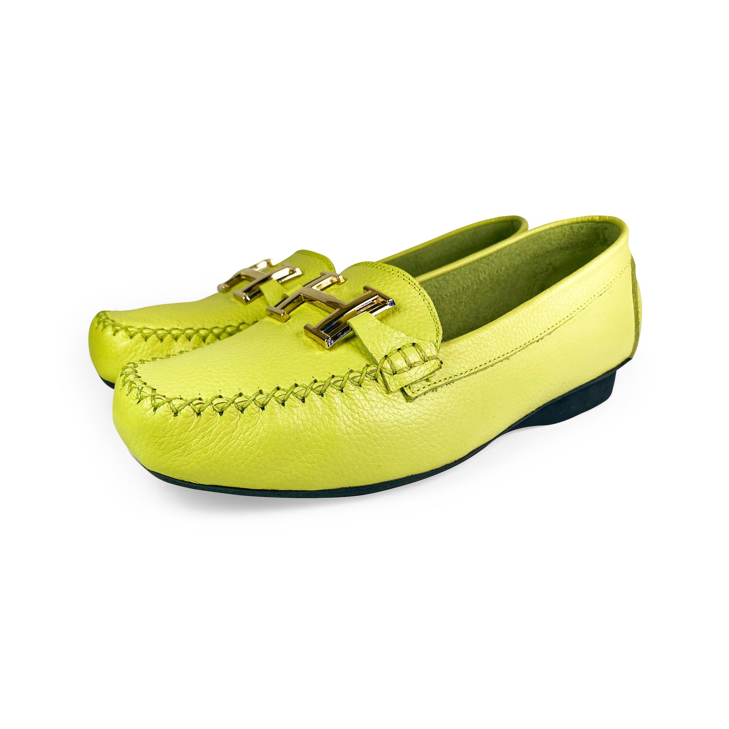 Mocasines verde con adorno H - Taco